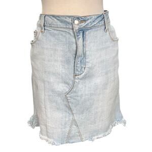 Cello Denim Skirt 2X Plus Size Light Wash Raw Hem Y2K Mini Jean Skirt Stretch